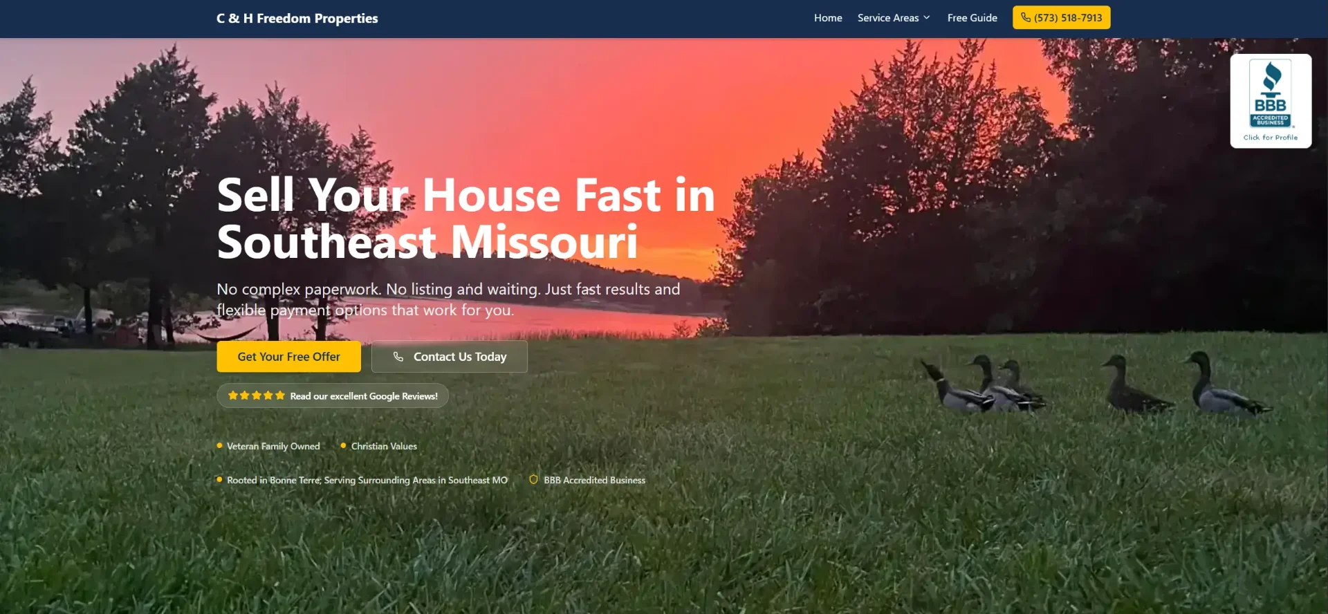 C&H Freedom Properties website screenshot